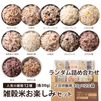 雑穀米お楽しみセット(人気の雑穀12種類ランダム詰め合わせ)(2合炊飯用30g×20袋)