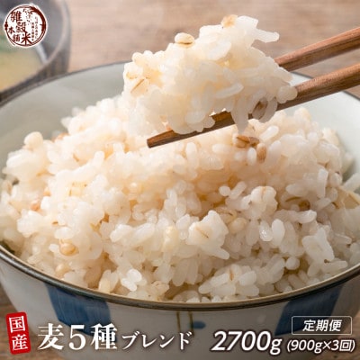【毎月定期便】【3ヶ月定期便】国産麦5種ブレンド 450g×2袋全3回