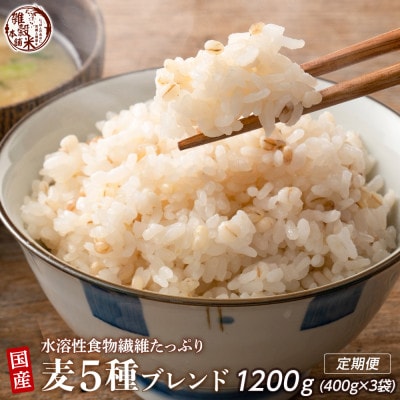 【毎月定期便】国産麦5種ブレンド 400g全3回
