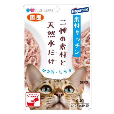 プラスラブ 素材キッチン 二種の素材と天然水だけ かつお・しらす 猫用 40g×96(ケース)