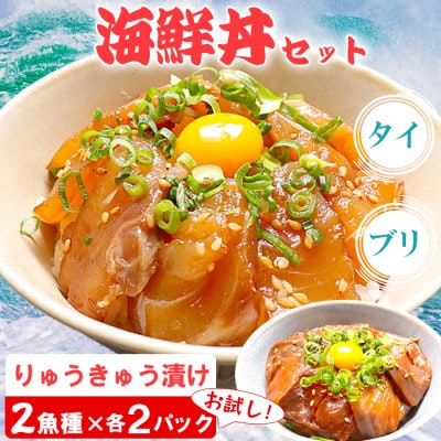 豊後絆屋 海鮮丼[りゅうきゅう漬け] 2種(真鯛・ぶり) お試し各2食セット