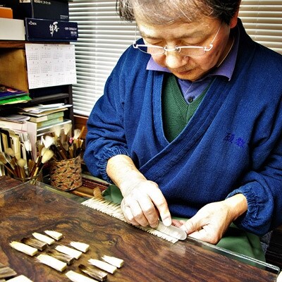 筆工房楽々堂の書道筆　上品質馬毛!作品用長峰筆