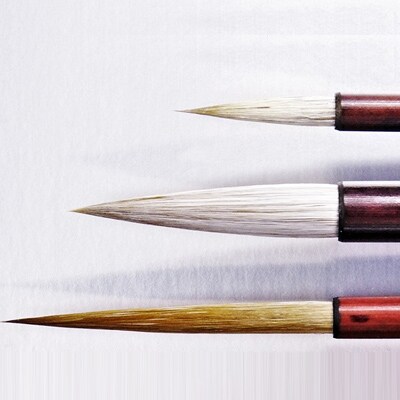 筆工房楽々堂の絵手紙筆　希少3本セット