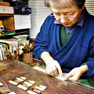 筆工房楽々堂の書道筆　上品質2本セット(細筆・中筆)