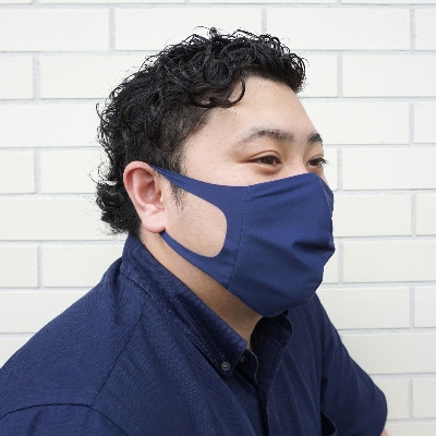 普段使いに昼夜問わず使える耳と肌に優しい布マスク(耳ふわマスク)L-LLサイズ、ネイビー:1枚