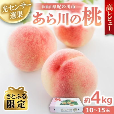 【さとふる限定】高レビュー「あら川の桃」約4kg 10玉～15玉 光センサー選果(紀の川市産)