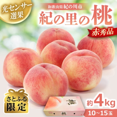 【さとふる限定】和歌山県産「紀の里の桃」赤秀品 約4kg(10～15玉)
