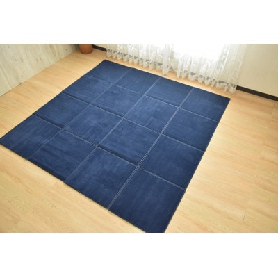 滑りにくい洗える　ペット向け吸着マット　58×58cm　2枚入り　<ネイビー>