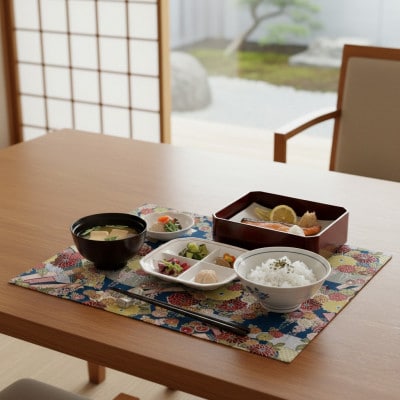 【千代菊】 和柄 洗える リバーシブル ランチョンマット　CST-C グリーン