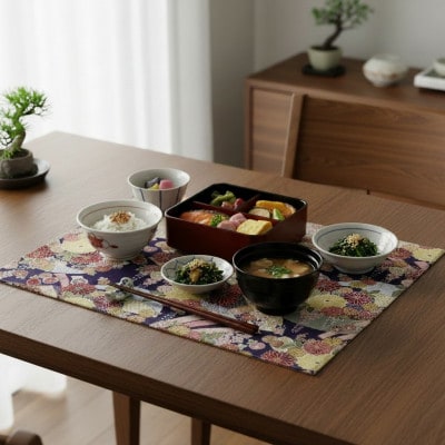 【千代菊】 和柄 洗える リバーシブル ランチョンマット　CST-D パープル
