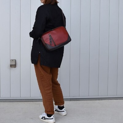 豊岡鞄　ブルーム　横ショルダー　アカ