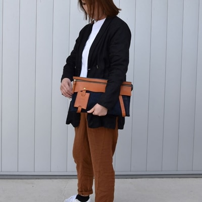豊岡鞄　井原デニムxTOYOOKAKABAN　クラッチショルダー　ネイビー