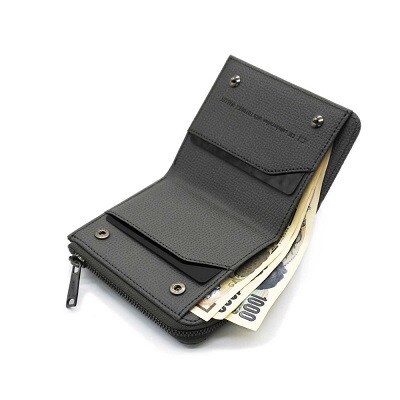 豊岡財布　CIE L字ラウンドウォレット　クラムス(072051)チャコール