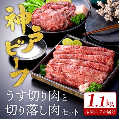 神戸ビーフ　うす切り・切り落とし肉セット　合計1100g　TYS3