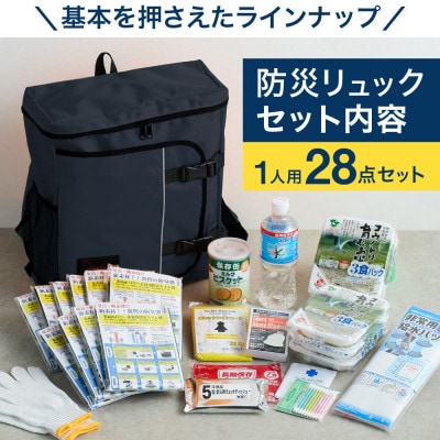 豊岡産バッグ　1人用防災28点セット　(ネイビー)