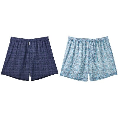 ショートトランクス(フラワーブルー&パープルチェック・M各1枚) ZIVANE メンズ下着