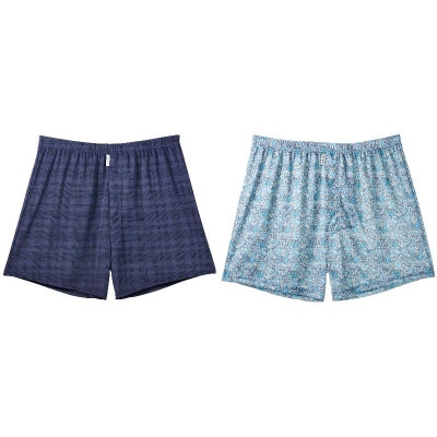 ショートトランクス(フラワーブルー&パープルチェック・L各1枚) ZIVANE メンズ下着