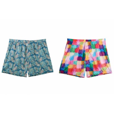 ショートトランクス(ブルーペイズリー & バブルカラー・L各1枚) ZIVANE メンズ下着