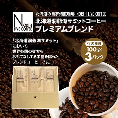 北海道洞爺湖サミットコーヒー「プレミアムブレンド」※豆のまま(100g×3パック)