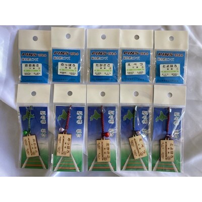 江別管内駅名標PINS&木製根付セット