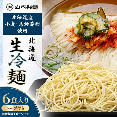 【山内製麺】工場直送!珍しい北海道産小麦・馬鈴薯粉使用プロも認めた北海道生冷麺　6食入り　スープ付き
