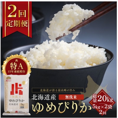 【毎月定期便】金王冠 無洗米 北海道産ゆめぴりか 10kg(5kg×2) 特A全2回