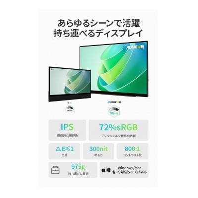 EHOMEWEI モバイルモニター IPS タッチパネル 16インチ FHD 光沢 SP-160TF