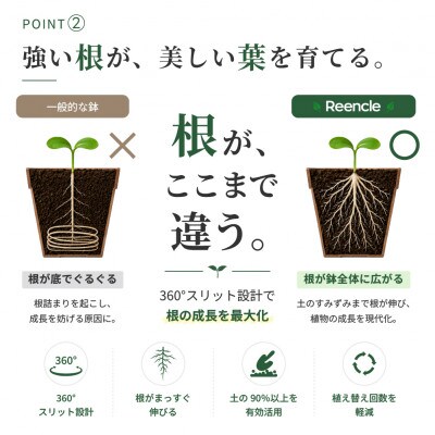 Reencle スマートプランター 植木鉢 8号 底面給水 自動給水 北欧 手間いらず ホワイト