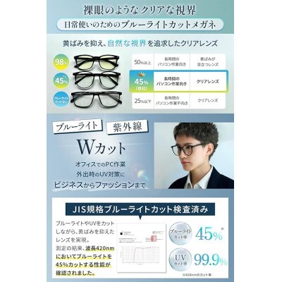 Gabery ブルーライトカットメガネ 長時間のPC作業向け 超軽量設計 ブラック
