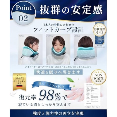 LUNEX 旅行用ネックピロー サイズ調整可能 持ち運びフック付き グレー