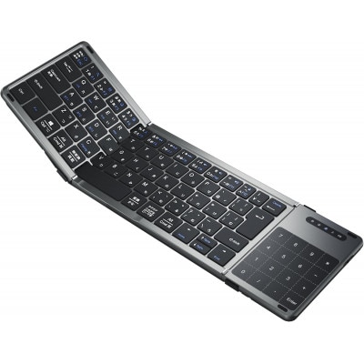 EWIN 三つ折りたたみ式ワイヤレスキーボード タッチパッド EW-NTKB301 ブラック