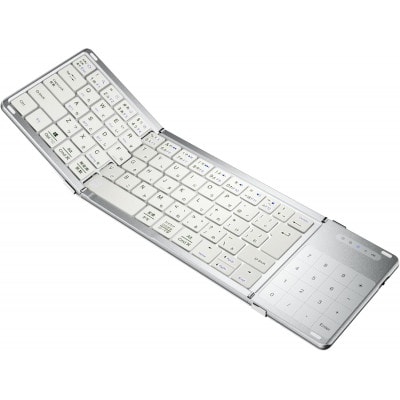 EWIN 三つ折りたたみ式ワイヤレスキーボード タッチパッド EW-NTKB301 ホワイト