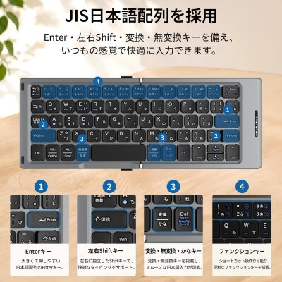 EWIN 二つ折りたたみ式ワイヤレスキーボード 軽量約225g EW-AM021 ホワイト