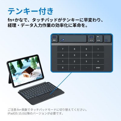 EWIN 一体型テンキー&タッチパッド iPad用キーボード付きケース EW-BK013 ブラック