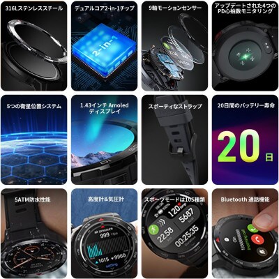 Mibro GS Pro 46mm スマートウォッチ 最大20日間ロングバッテリー 通話機能搭載