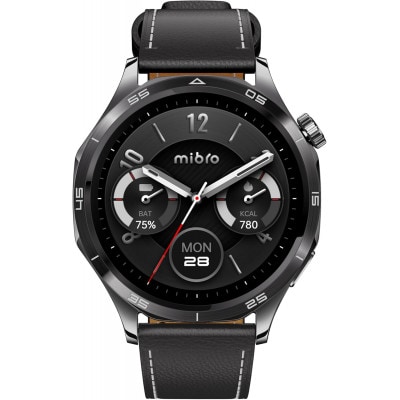Mibro Watch GT スマートウォッチ AMOLED Bluetooth通話 ブラックレザー
