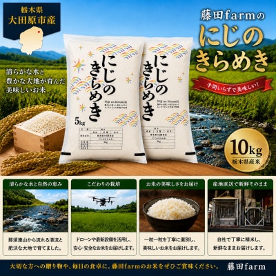 【令和8年産 新米 先行受付】大田原市産にじのきらめき 精米 10kg(5kg×2) 藤田farm