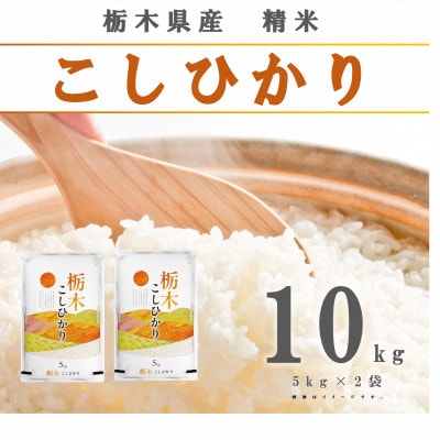 【令和8年産】2年連続特A評価!栃木県　コシヒカリ　精米　10kg(5kg×2袋)