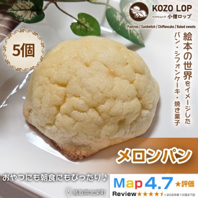 【鳥取県産 人気菓子パン】メロンパン 5個