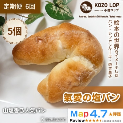 【毎月定期便】【山塩香る人気パン】氣愛の塩パン 5個全6回