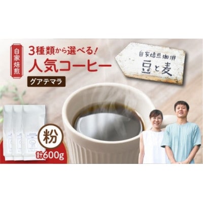 【自家焙煎】豆と麦 グアテマラ(粉) 計600g(200g×3袋)