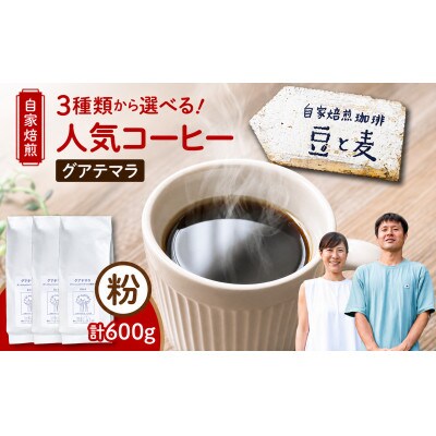 【自家焙煎】豆と麦 グアテマラ(粉) 計600g(200g×3袋)