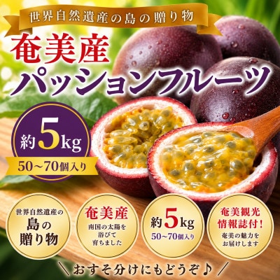 【2026年観光雑誌付き】大満足!奄美産パッションフルーツ約5kg(50～70個)甘酸っぱい黄金果肉