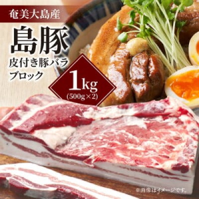 【鹿児島県奄美大島産】「島豚」皮付き豚バラブロック1kg(500g×2)