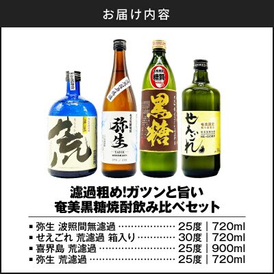 濾過粗め!ガツンと旨い奄美黒糖焼酎飲み比べセット