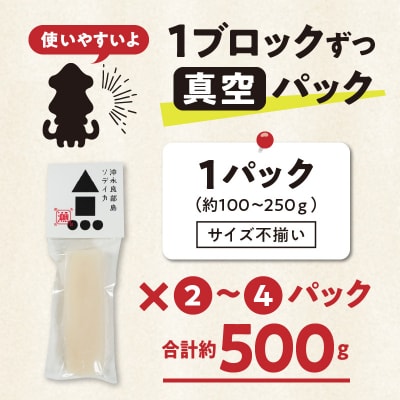 冷凍保存OK!エメラルドブルーの美しい海で育ったおいしいソデイカ冷凍ブロック約500グラム