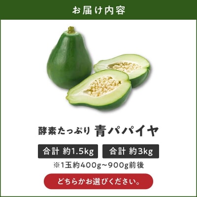 酵素たっぷり「青パパイヤ」 3キロ