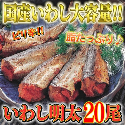 ピリ辛　いわし明太20尾　福岡名物の辛子明太子をイワシに詰め込みました(小竹町)