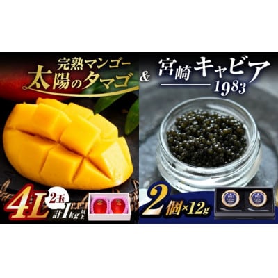太陽のタマゴ (4L×2玉) & 宮崎キャビア1983 (12g×2個)(日南)【複数個口で配送】