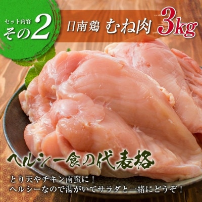 日南鶏もも肉1kg&むね肉3kg(合計4kg)戸村本店の焼肉のたれ付き